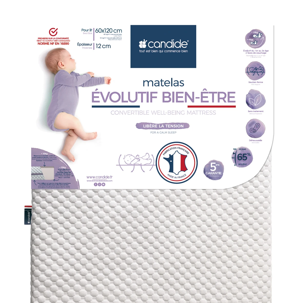 Matelas évolutif Bien-être Blanc De Candide