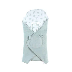 Mix & Match Couverture Promenade Mousseline Bio Safari Sauge De Noukies