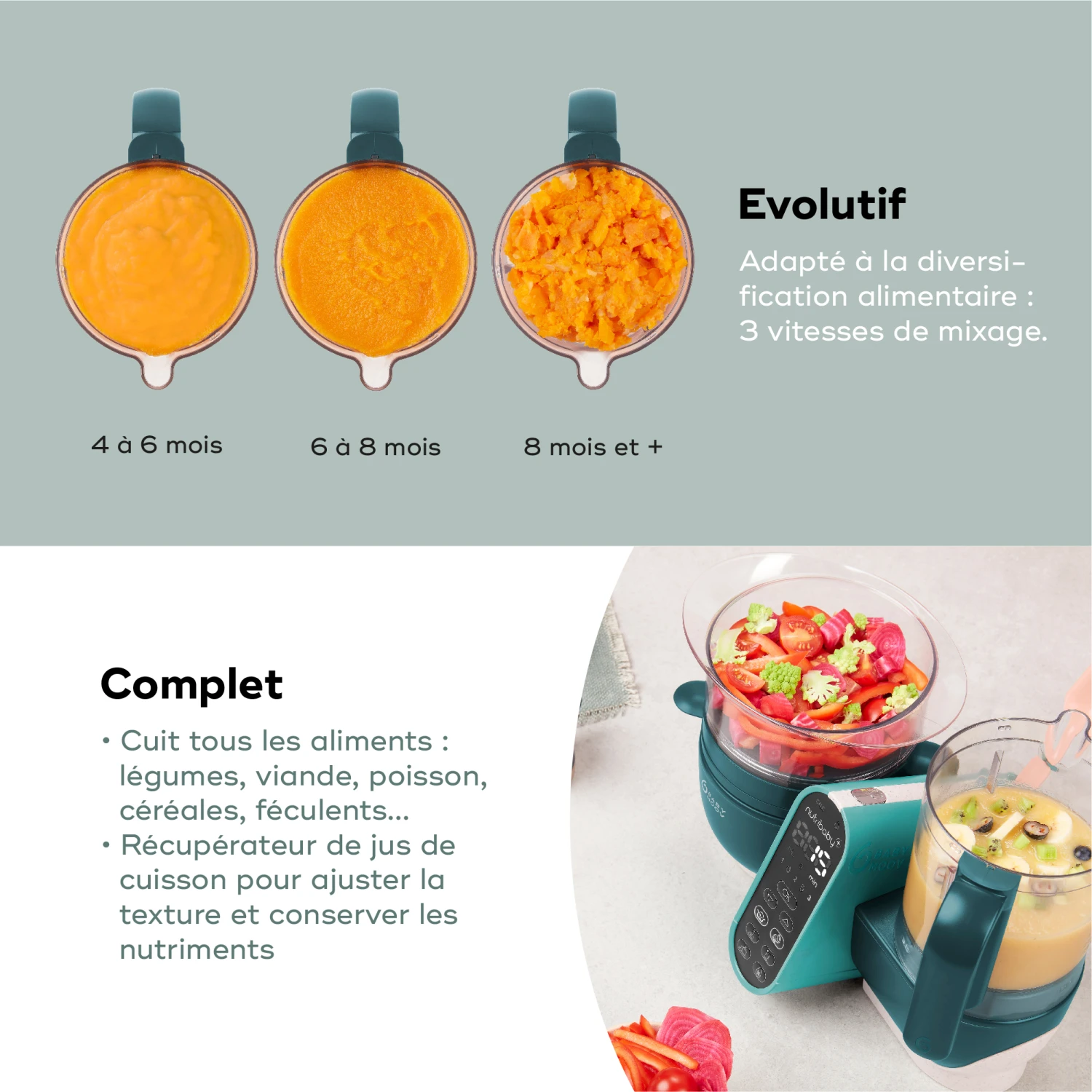 Nutribaby(+) Robot Multifonctions Bébé 6 En 1 Opal Green De Babymoov – Image 5